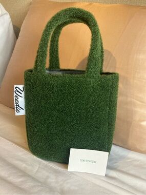 Edie Parker Deep Green Textured Tote